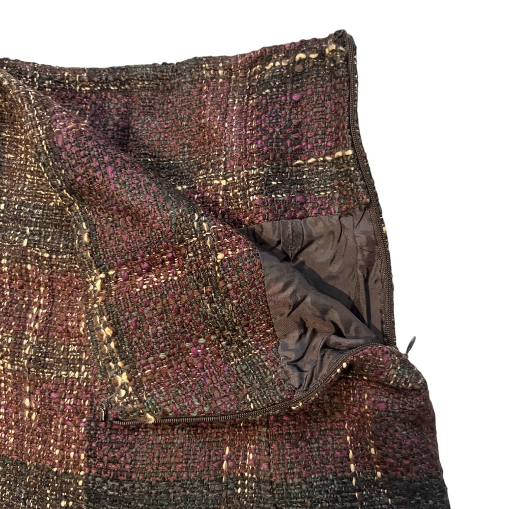 Akris Punto Multicolor Double Pleat Tweed Wool Blend Skirt, Sz 6 - Picture 7 of 13